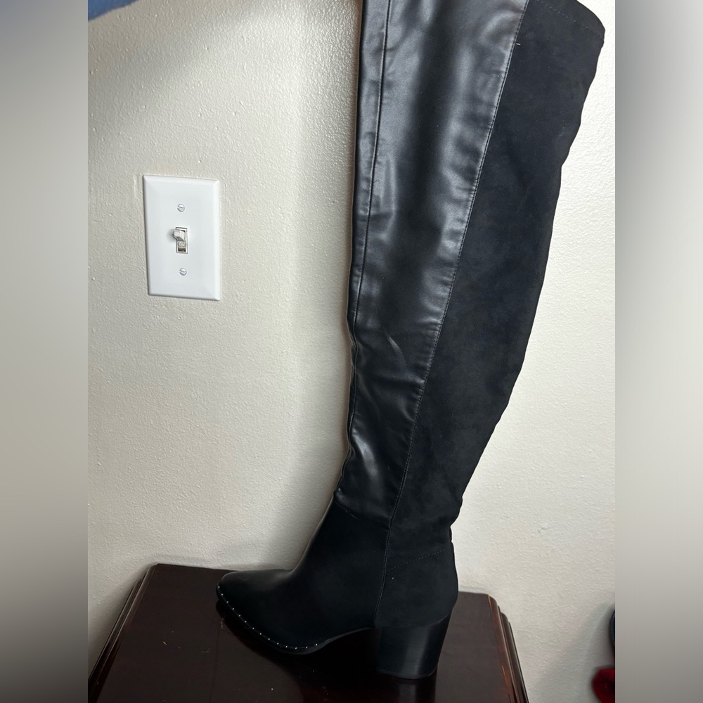 Knee High black suede boots